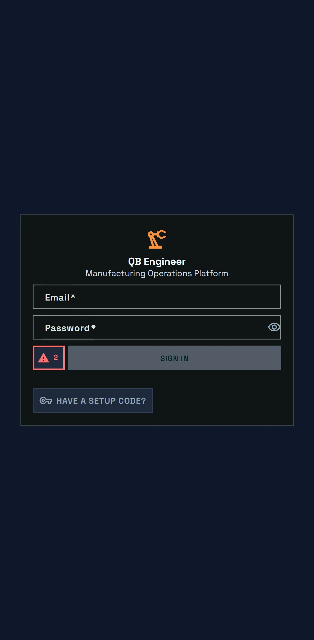 Forge mobile login screen on a phone-sized viewport
