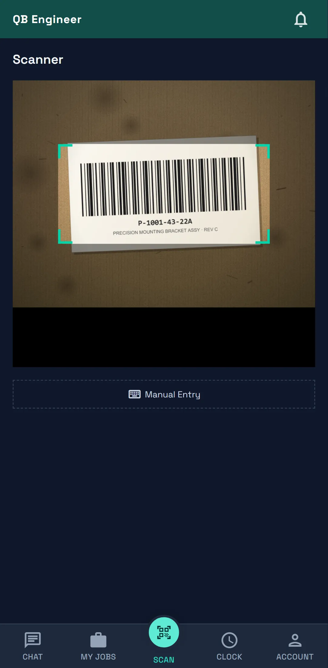 Forge mobile scan UI with the camera viewfinder and barcode targeting reticle